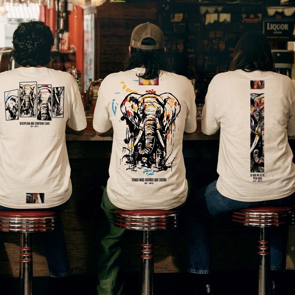 Tres personas con los 3 diseños de BLNK en una barra